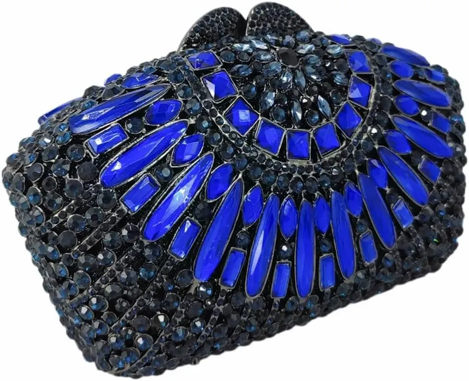Vintage Women Crystal Evening Bags Sparkly Necklace Shape Rhinestone Handbag Clutch Wedding Party Shoulder Bag