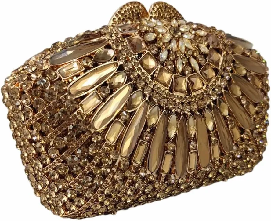 Vintage Women Crystal Evening Bags Sparkly Necklace Shape Rhinestone Handbag Clutch Wedding Party Shoulder Bag