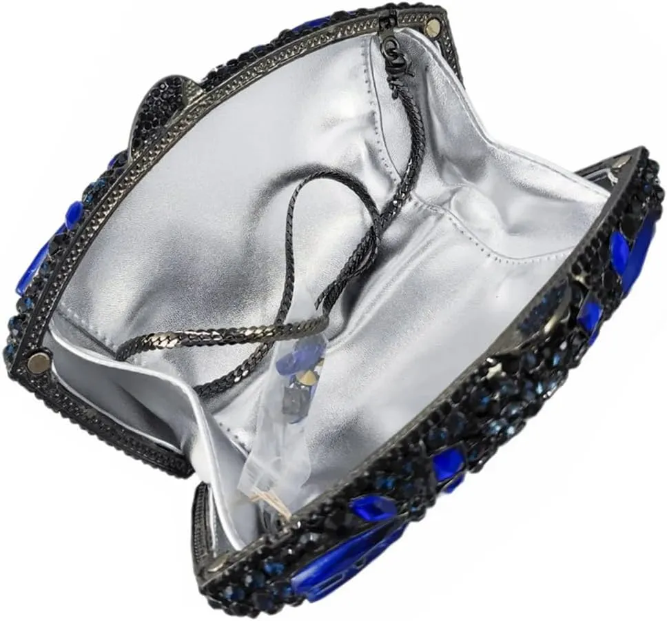 Vintage Women Crystal Evening Bags Sparkly Necklace Shape Rhinestone Handbag Clutch Wedding Party Shoulder Bag
