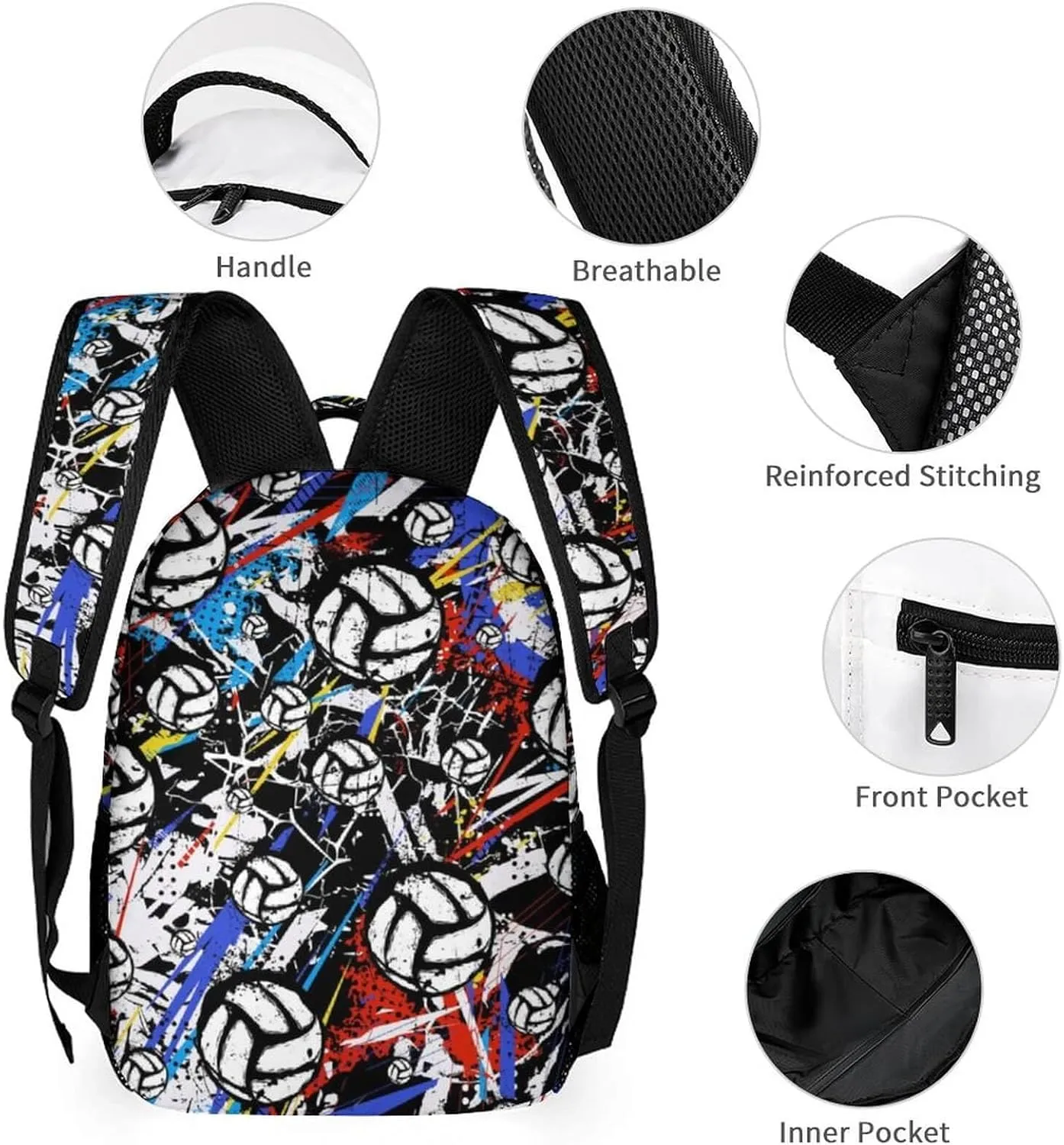 Volleyball School Backpack for Kids Girls Boys, 16 Inch Cool Volleyball Themed Bookbag, Personality School Backpack for Students Children, sustainable, Lightweight, Large Capacity