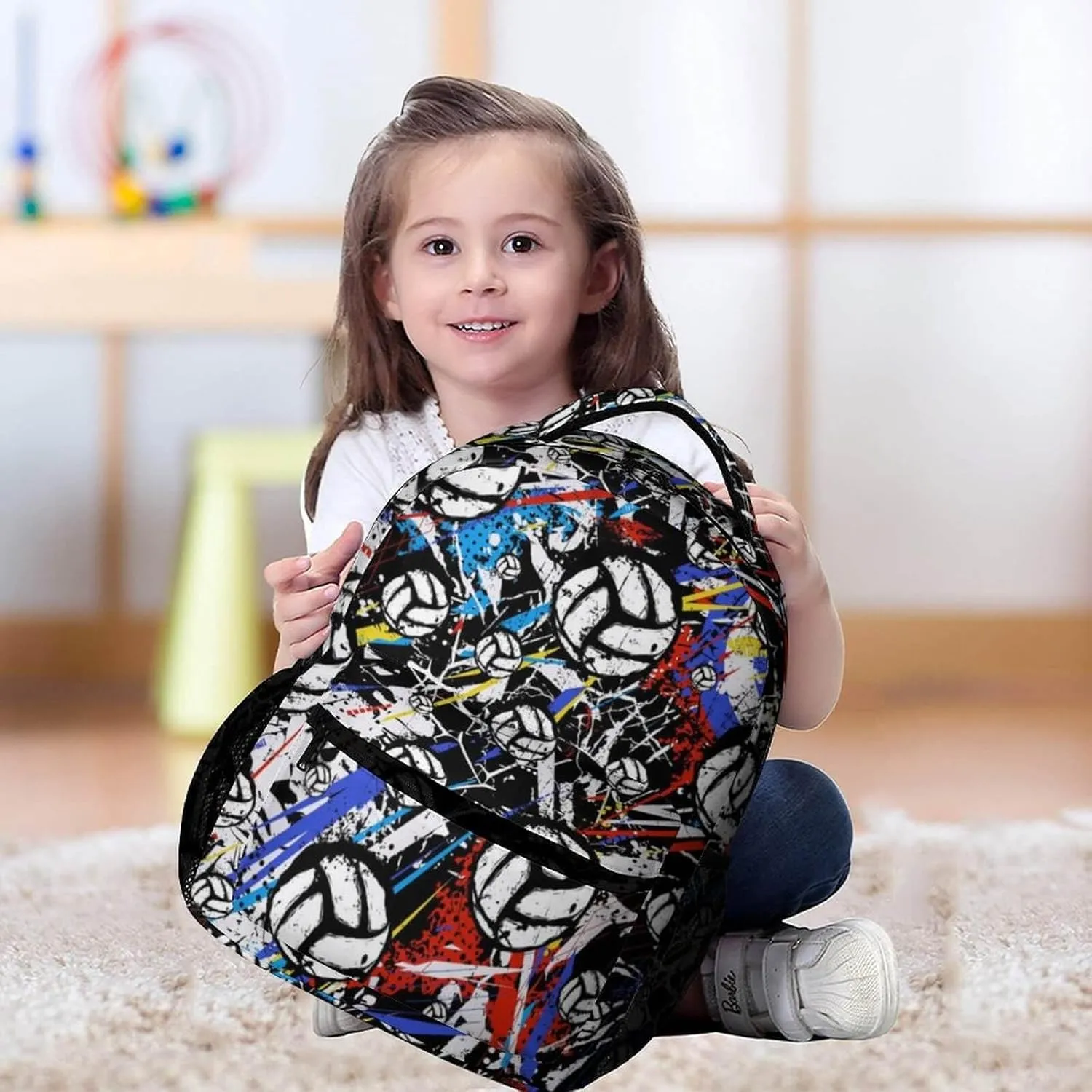 Volleyball School Backpack for Kids Girls Boys, 16 Inch Cool Volleyball Themed Bookbag, Personality School Backpack for Students Children, sustainable, Lightweight, Large Capacity