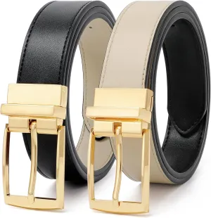 VONMELLI Reversible Belt for Women Leather Belts for Jeans Pants Fashion Ladies Dress Belt Trim to Fit