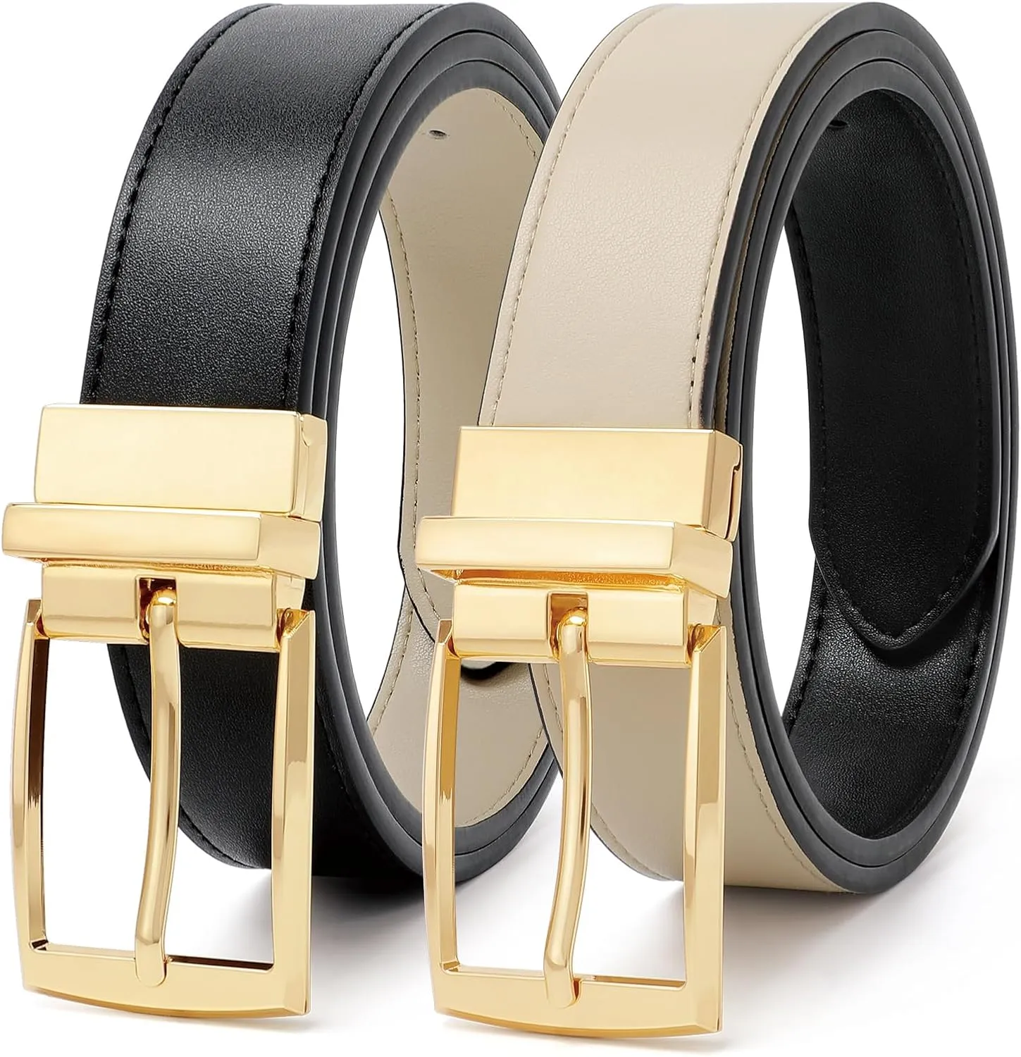 VONMELLI Reversible Belt for Women Leather Belts for Jeans Pants Fashion Ladies Dress Belt Trim to Fit