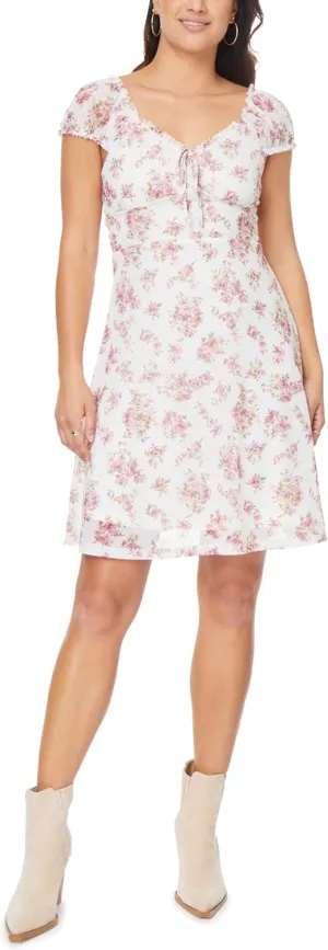 WallFlower Women's Juliet Puff Sleeve Prarie Mini Dress
