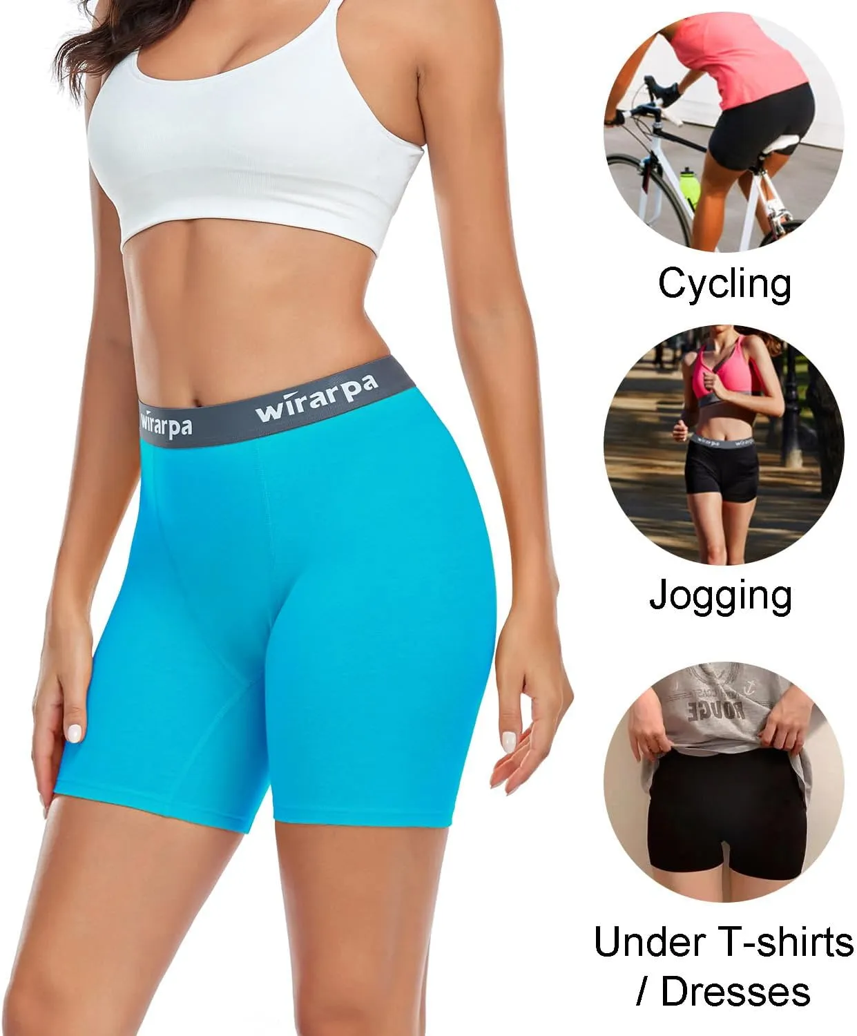 wirarpa Women's Boxer Briefs Cotton Underwear Anti Chafing Boy Shorts Panties 5.5" Inseam 4 Pack