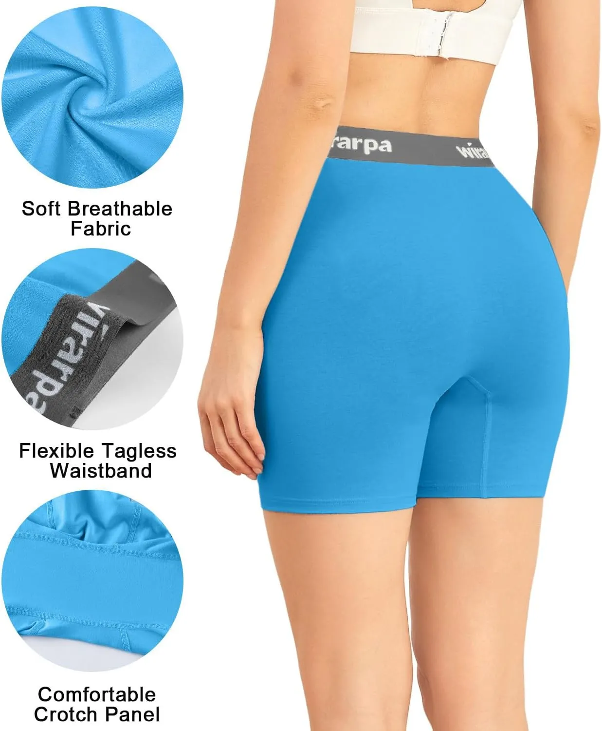wirarpa Women's Boxer Briefs Cotton Underwear Anti Chafing Boy Shorts Panties 5.5" Inseam 4 Pack
