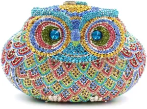 Women Cute Cartoon Rhinestone Evening Handbag Luxury Crystal Clutch Purse Owl Party Prom Evening Bag