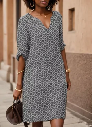 Women Floral Print V Neck Midi Dress Summer Casual Boho Half Sleeve Loose Flowy Tshirt Sun Dress