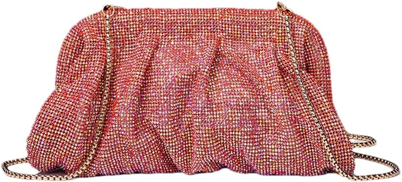 Women Full Diamonds Evening Handbag Rhinestone Clutch Purse for Party Prom Cocktail Wedding, Black