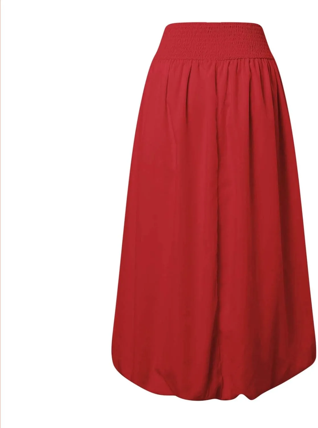 Women Maxi Bubble Skirt Elastic Waist Aline Long Puff Skirt Ruffle Hem Balloon Skirts Swim Skirt