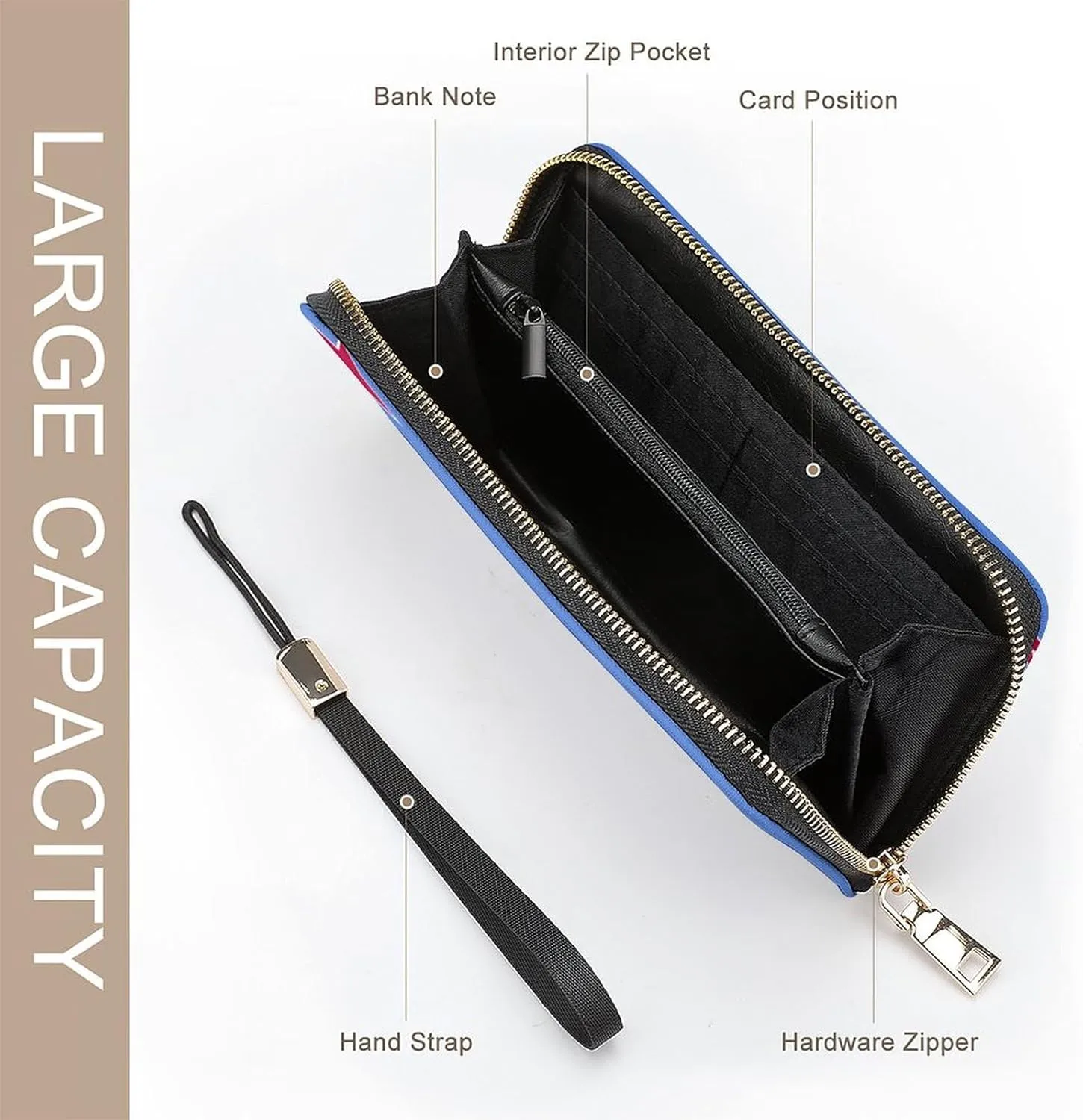 Women Men Aruba Flag Zipper Long Purse with Removable Wristlet Stylish PU Wallet Travel Clutch