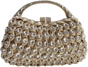 Women Rhinestone Evening Handbag Bling Top-Handle Clutch Purse Luxury Shoulder Evening Bag for Wedding Cocktail Party