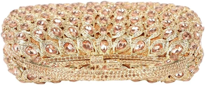 Women Rhinestone Evening Handbag Bling Top-Handle Clutch Purse Luxury Shoulder Evening Bag for Wedding Cocktail Party
