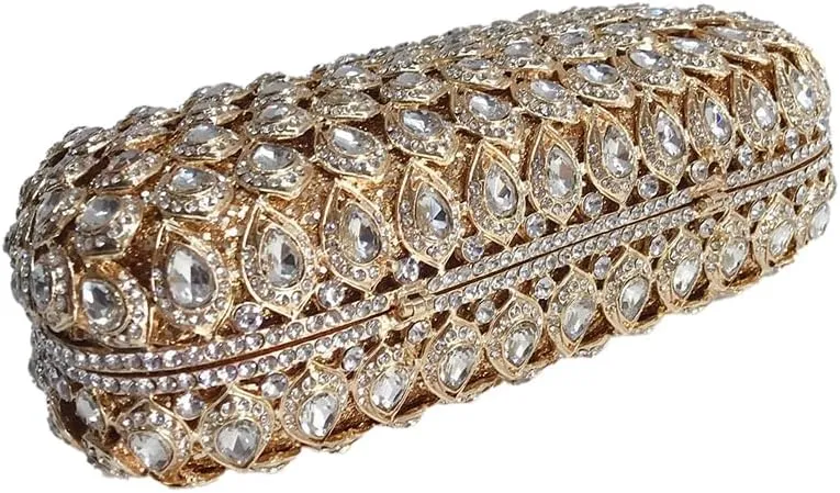Women Rhinestone Evening Handbag Bling Top-Handle Clutch Purse Luxury Shoulder Evening Bag for Wedding Cocktail Party