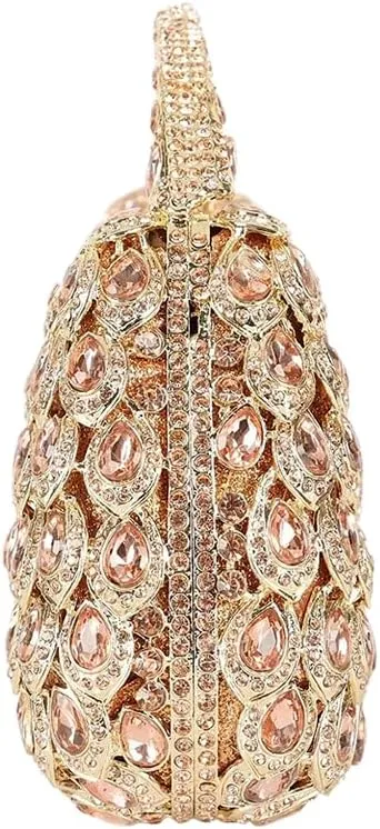 Women Rhinestone Evening Handbag Bling Top-Handle Clutch Purse Luxury Shoulder Evening Bag for Wedding Cocktail Party
