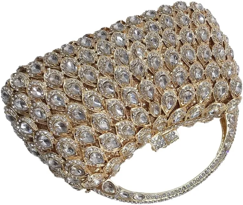 Women Rhinestone Evening Handbag Bling Top-Handle Clutch Purse Luxury Shoulder Evening Bag for Wedding Cocktail Party