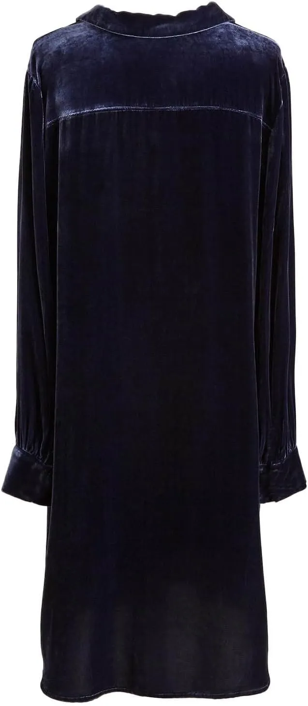 Women Velvet T Shirt Dress Long Sleeve V Neck Shift Midi Dress Fall Casual Velour Lapel Holiday Party Tunic Dress