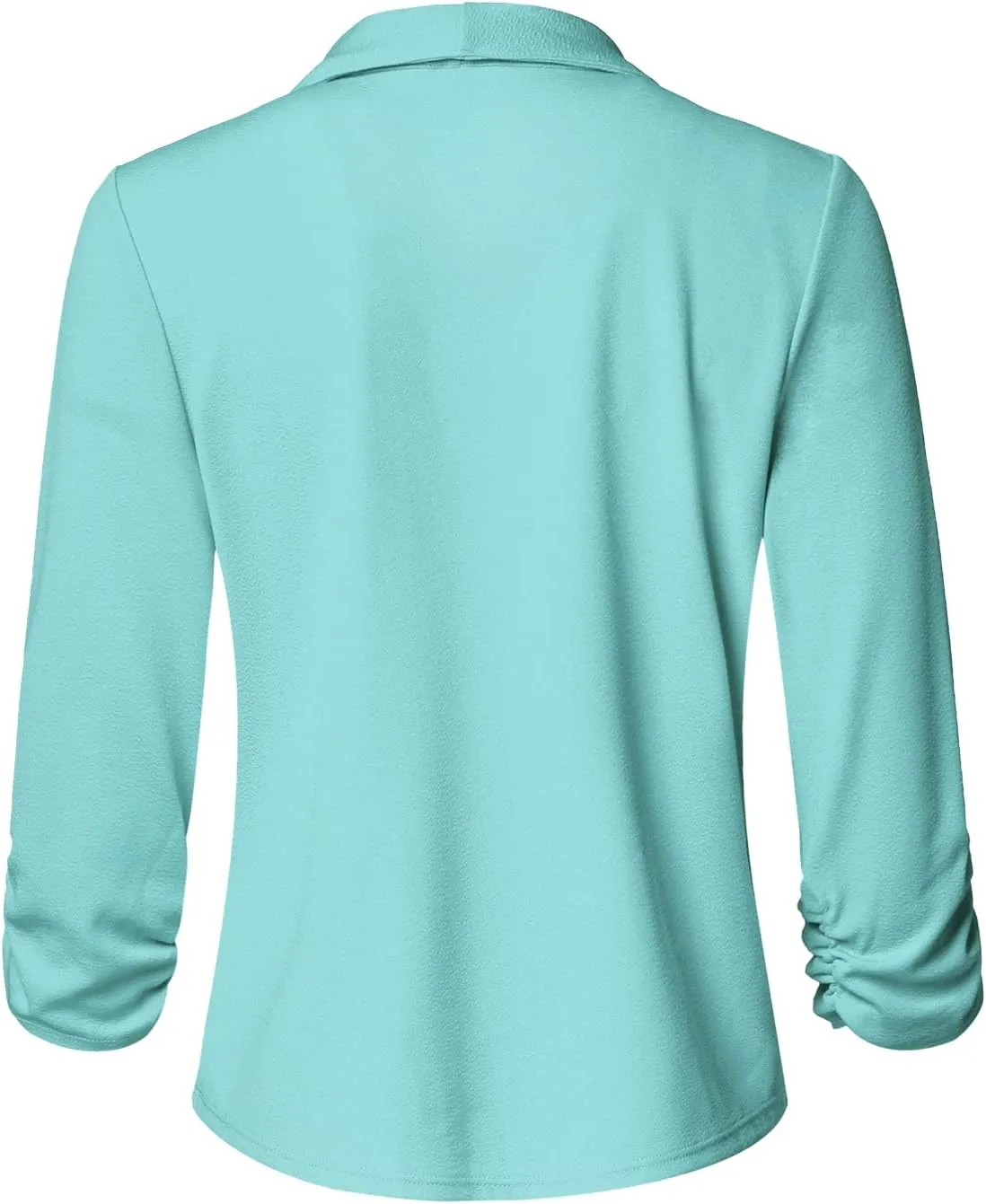 Women's Casual 3/4 Sleeve Office Work Open Front Blazer Cardigan Jacket (S-3XL)