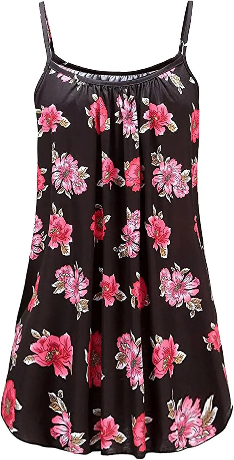 Women's Casual Dresses Summer Casual Trendy Dress Sleeveless Halter Floral Print Boho Midi Dresses Casual, XS-6XL