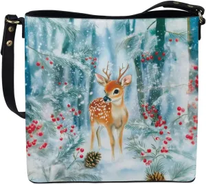 Womens Christmas Tote Bags with Detachable Strap and Compatments for Ladies Large Crossbody Shoulder Satchel