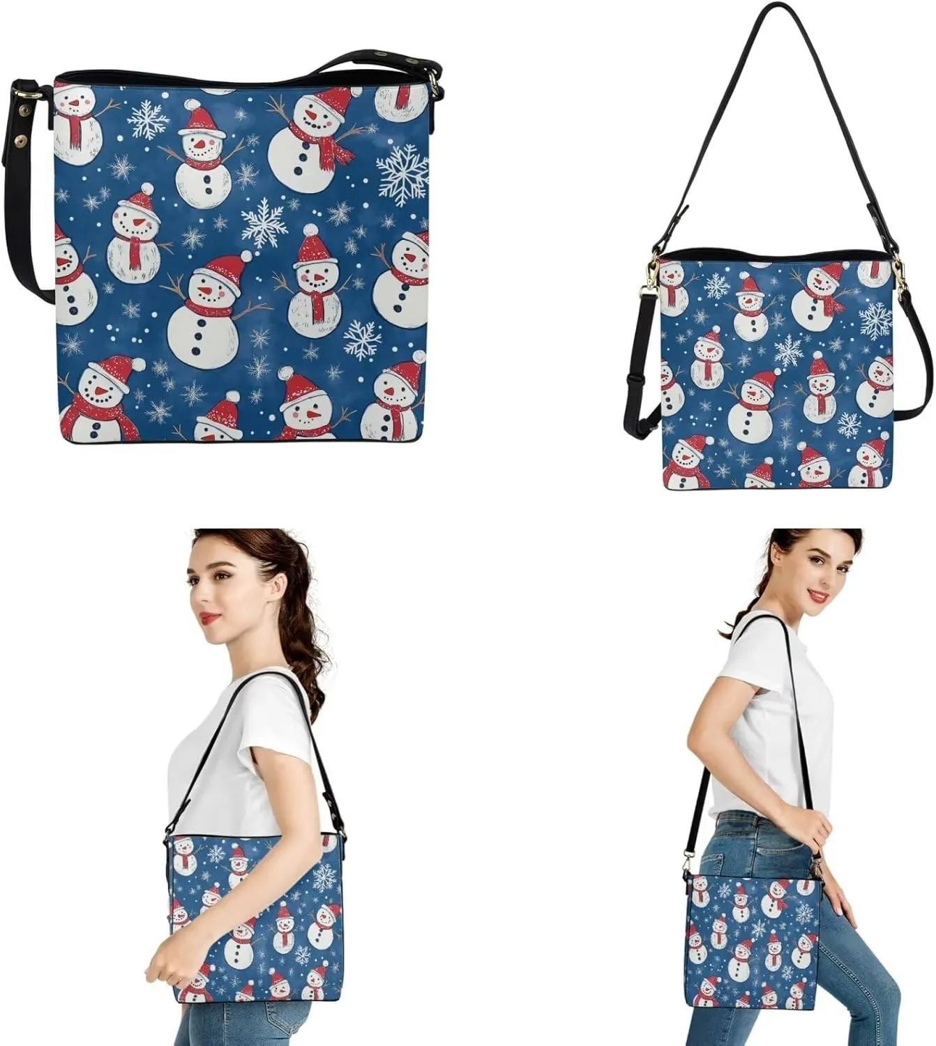 Women's Crossbody Bag Leather Waterproof Shoulder Tote Bag with Matched Wallet and Keychain Set for Work