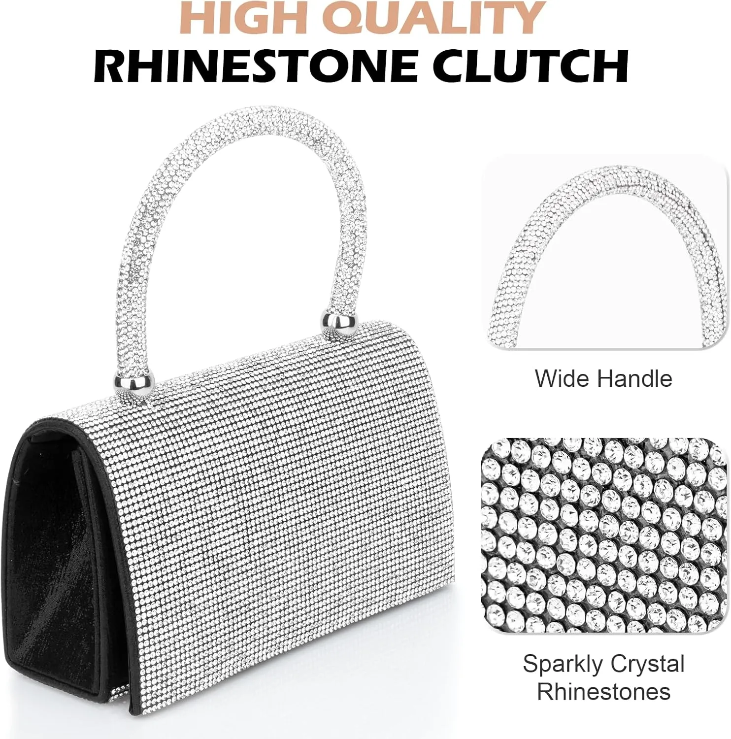 Women's Evening Bag Purse Clutch Bag Ladies Rhinestone Purses Glitter Small Handbags Party Wedding Prom
