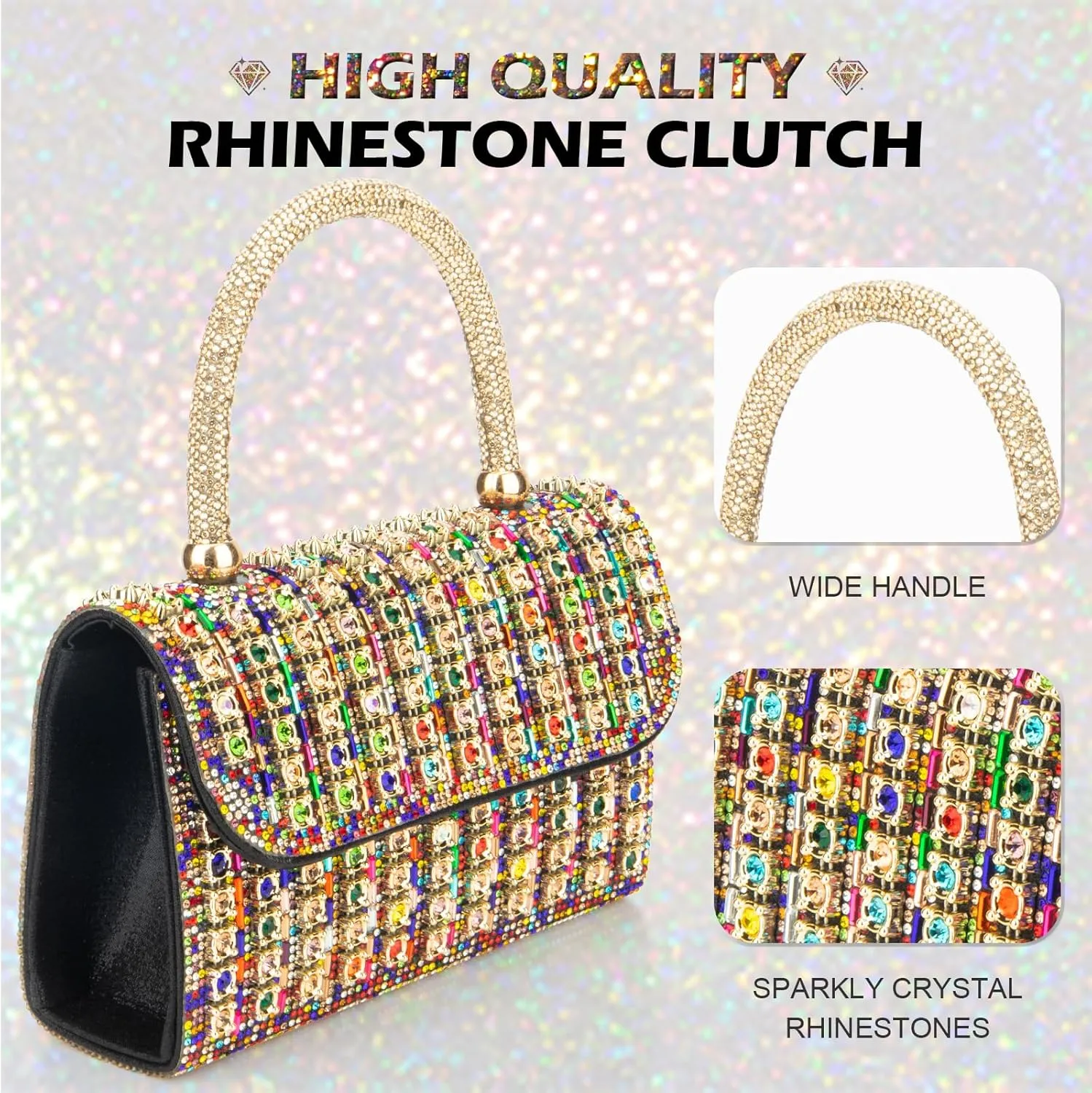 Women's Evening Bag Purse Clutch Bag Ladies Rhinestone Purses Glitter Small Handbags Party Wedding Prom