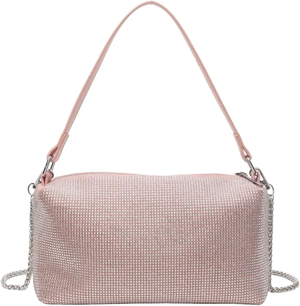 Women's Evening Handbag Rhinestone Clutch Bag Bridal Wedding Purse Bling Crystal Shoulder Bag With Detachable Chain