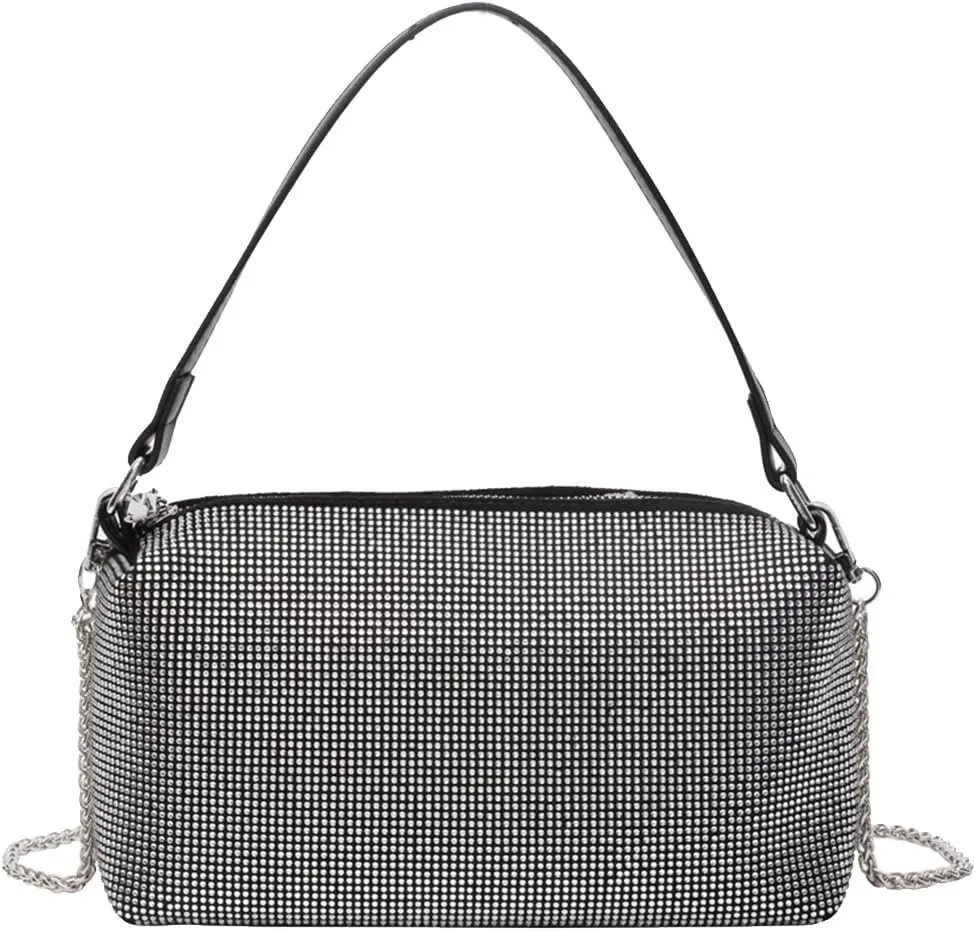 Women's Evening Handbag Rhinestone Clutch Bag Bridal Wedding Purse Bling Crystal Shoulder Bag With Detachable Chain