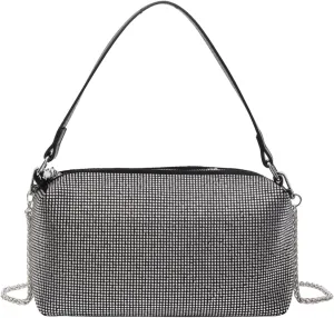 Women's Evening Handbag Rhinestone Clutch Bag Bridal Wedding Purse Bling Crystal Shoulder Bag With Detachable Chain