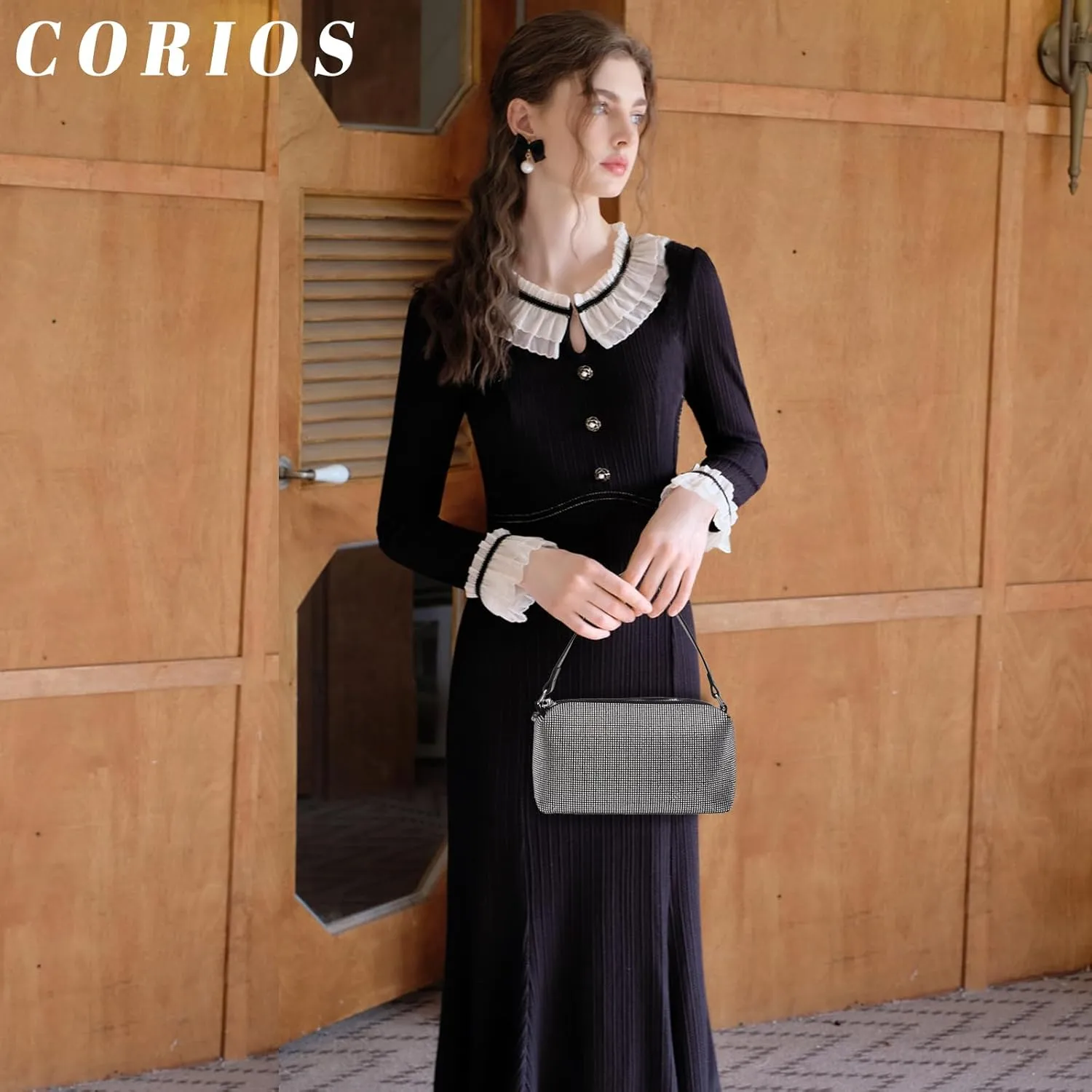 Women's Evening Handbag Rhinestone Clutch Bag Bridal Wedding Purse Bling Crystal Shoulder Bag With Detachable Chain