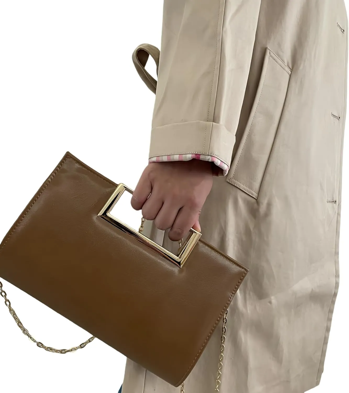Women's Fashion Glossy Faux Leather Evening Handbag Purse Stylish Chain Shoulder Clutch Purses for Wedding Party