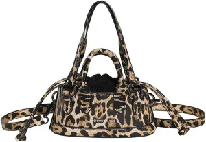 Women's mini leopard print handbag, drawstring bag, crossbody bag