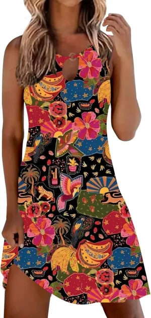 Womens Shirt Dress Sleeveless Tank Short Dresses Loose Flowy Stripe Sundress Summer Casual Beach Vacation Outfits
