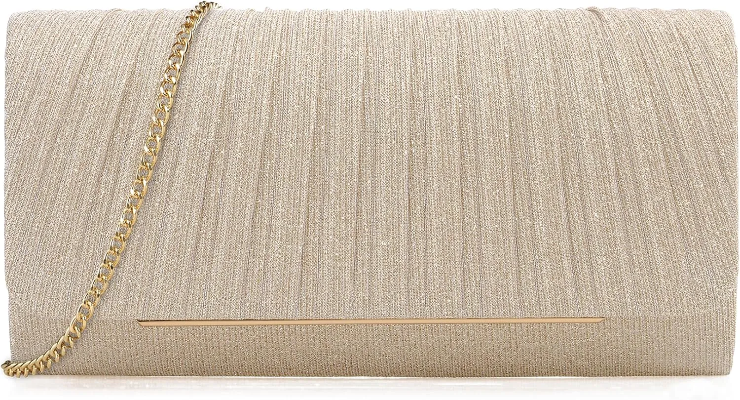 Women's Sparkling Evening Clutch Purse-Glitter Handbag with Detachable Strap for Weddings, Prom, Cocktail Parties