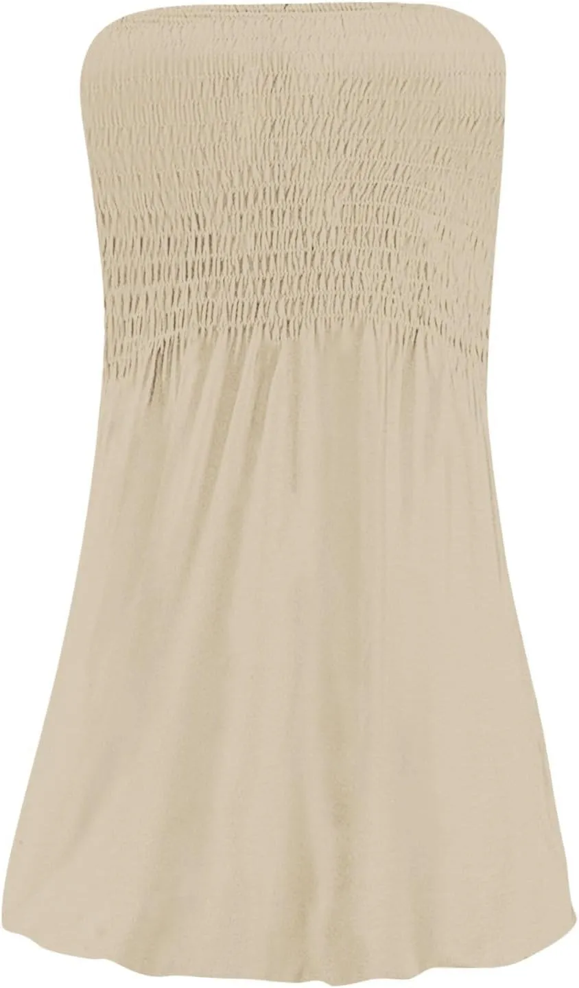 Womens Summer Beach Dresses Strapless Tube Short Dress Fashionable Casual Mini Beach Cover Up Sundresses