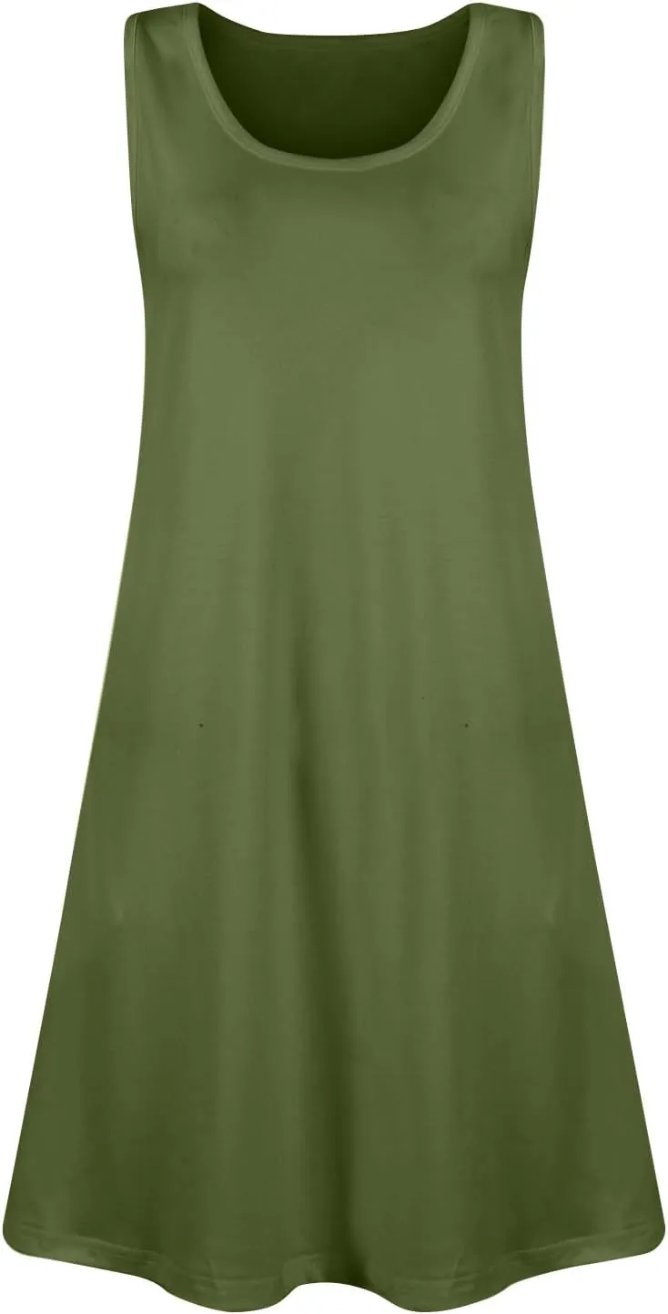 Womens Summer Dresses 2025 Boho Casual Loose U Neck Sleeveless Sundresses Beach Dress with Pockets