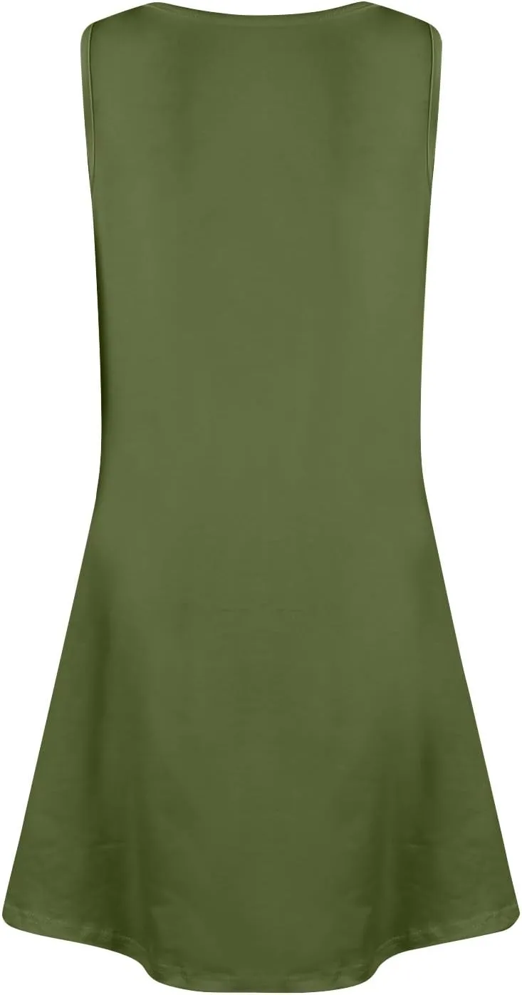 Womens Summer Dresses 2025 Boho Casual Loose U Neck Sleeveless Sundresses Beach Dress with Pockets