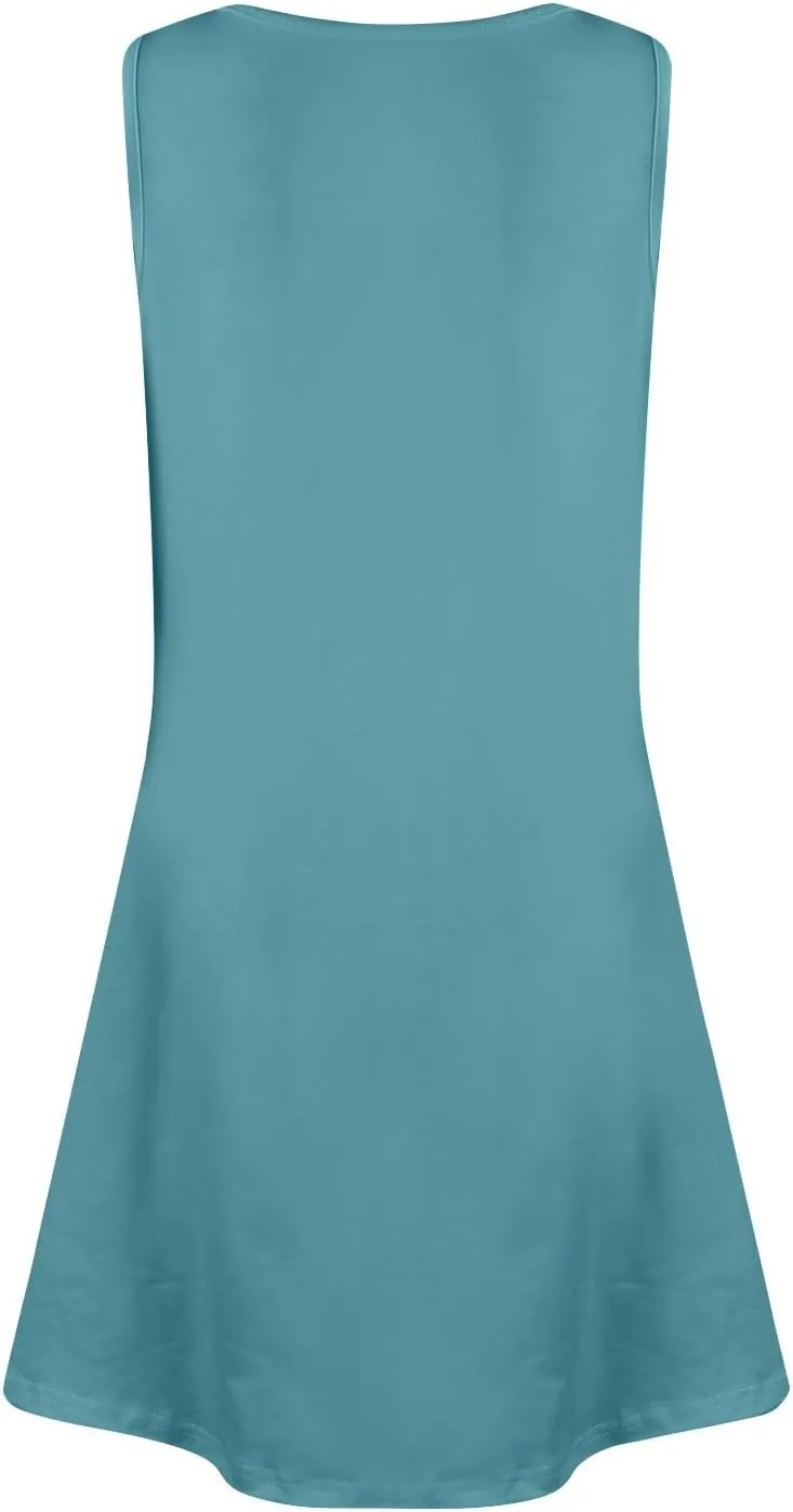 Womens Summer Dresses 2025 Boho Casual Loose U Neck Sleeveless Sundresses Beach Dress with Pockets