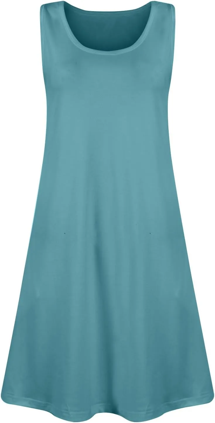 Womens Summer Dresses 2025 Boho Casual Loose U Neck Sleeveless Sundresses Beach Dress with Pockets