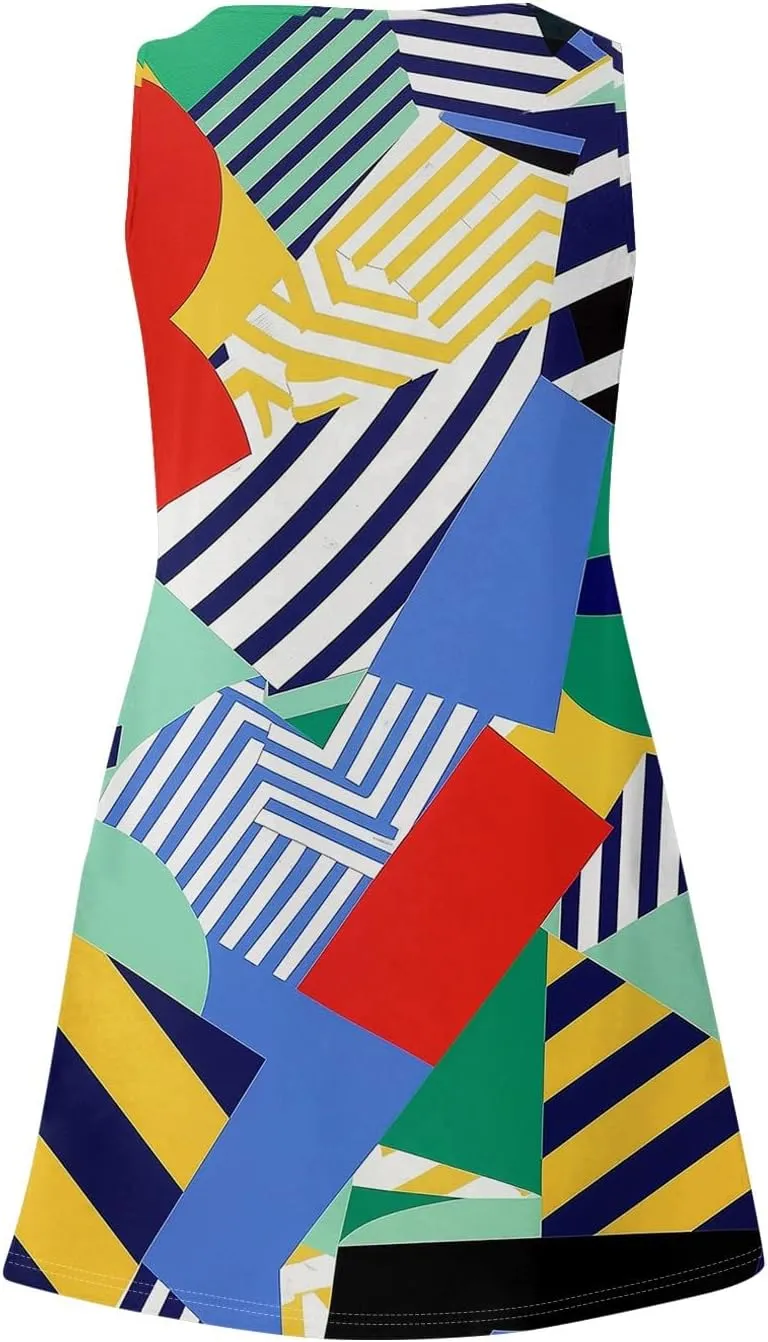 Womens Summer Dresses 2025 Casual Soft Loose U Neck Sleeveless Sundresses Boho Tank Dress Floral Dresses with Pockets
