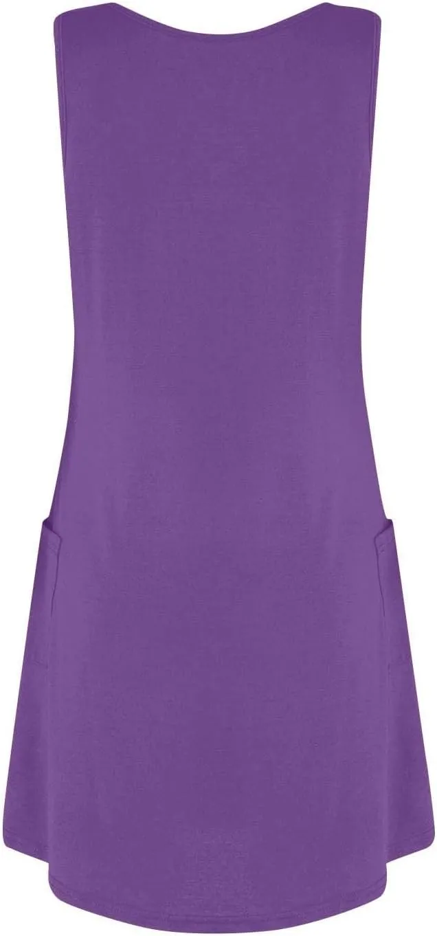 Womens Summer Dresses 2025 Loose V Neck Sleeveless Sundresses Swimsuit Coverup with Pockets Floral/Plain/Eyelet