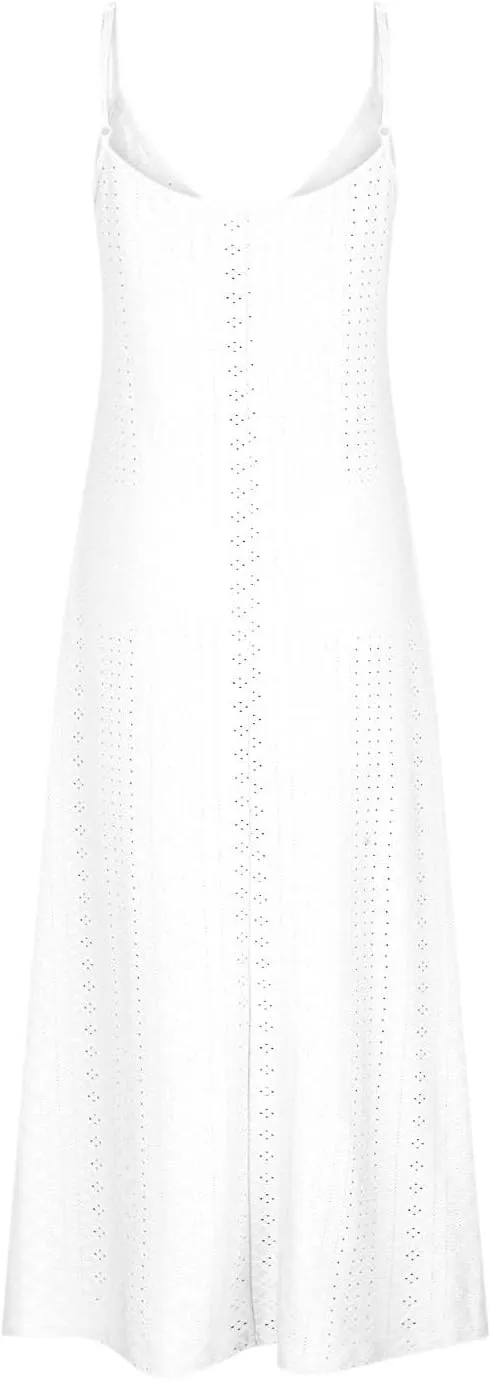 Womens Summer Dresses Spaghetti Strap V-neck Sexy Boho Sundress Hollow Out Trendy Beach Vacation Flowy Maxi Dresses