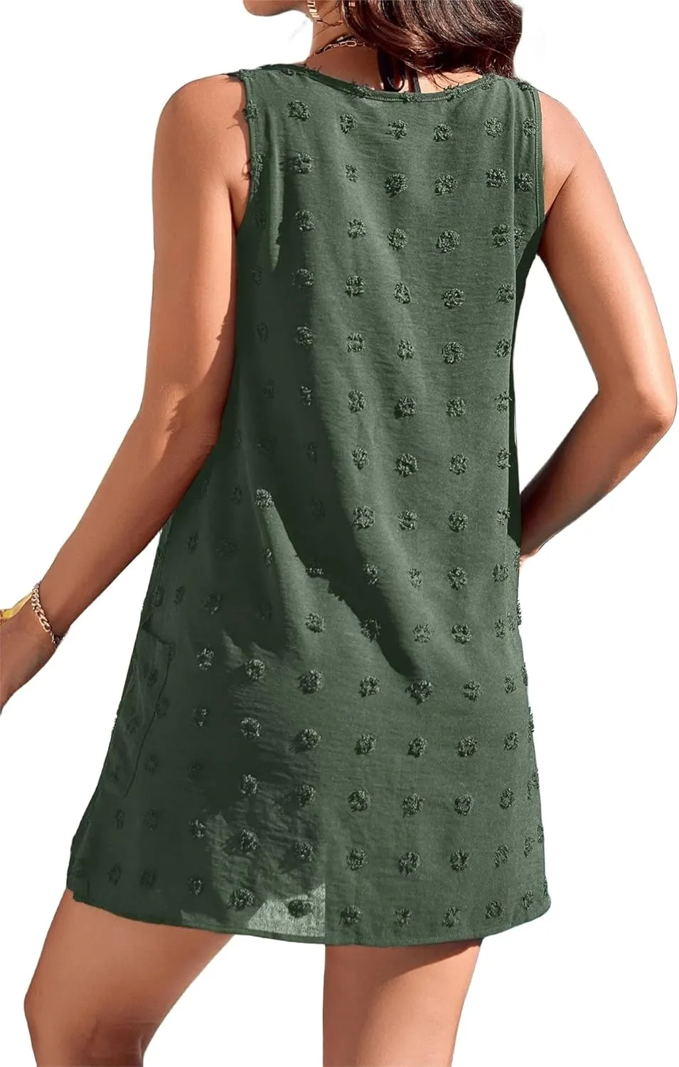 Women's Swiss Dot Short Dress Swimsuit Beach Cover Up Bikini Beachwear Bathing Suit Summer Beach Sun Dress with Pockets