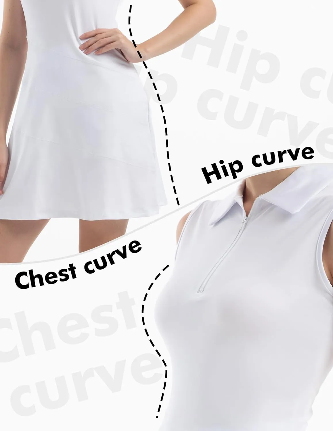 Women's Tennis Golf Dresses Zipper V-Neck Sport Activewear with Shorts and Pocket Workout Athletic