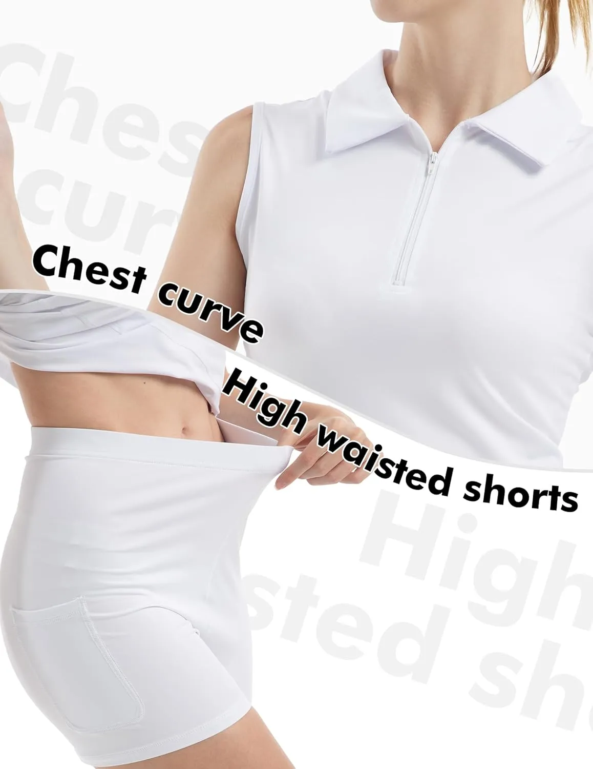 Women's Tennis Golf Dresses Zipper V-Neck Sport Activewear with Shorts and Pocket Workout Athletic