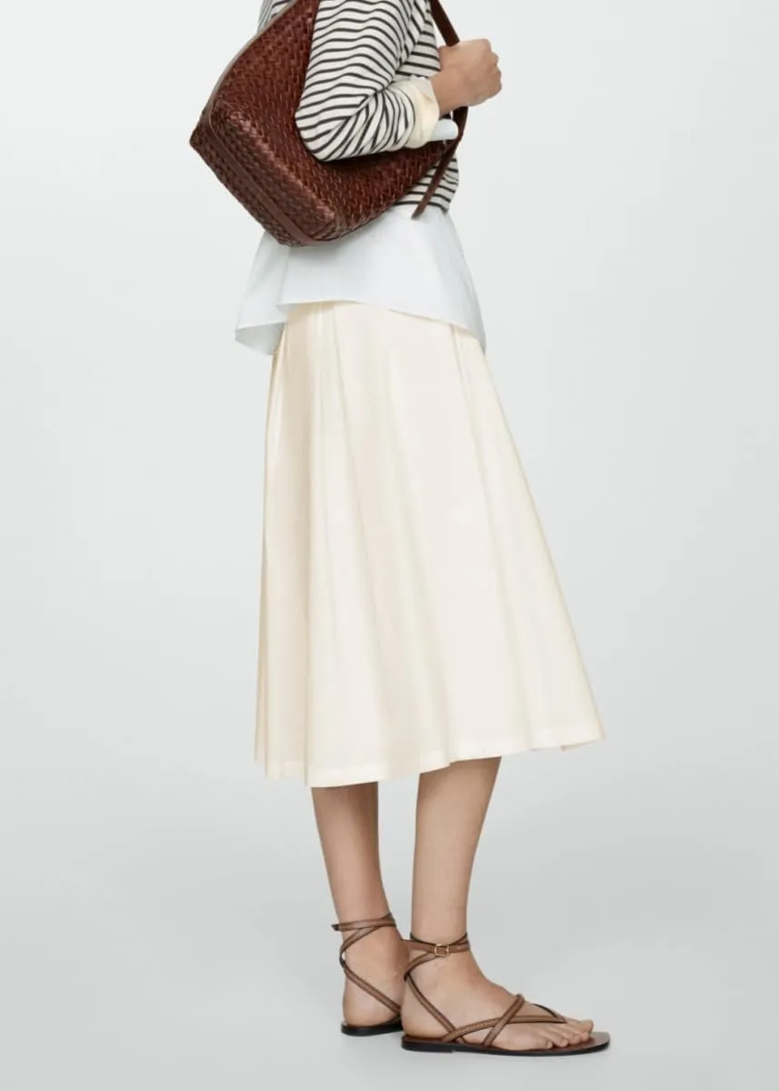 Women's Vintage Fall Winter High Waist Pleated Skirt Midi Swing A-Line Maxi Skirt