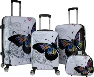 World Traveler Butterfly Luggage, 4-Piece Set