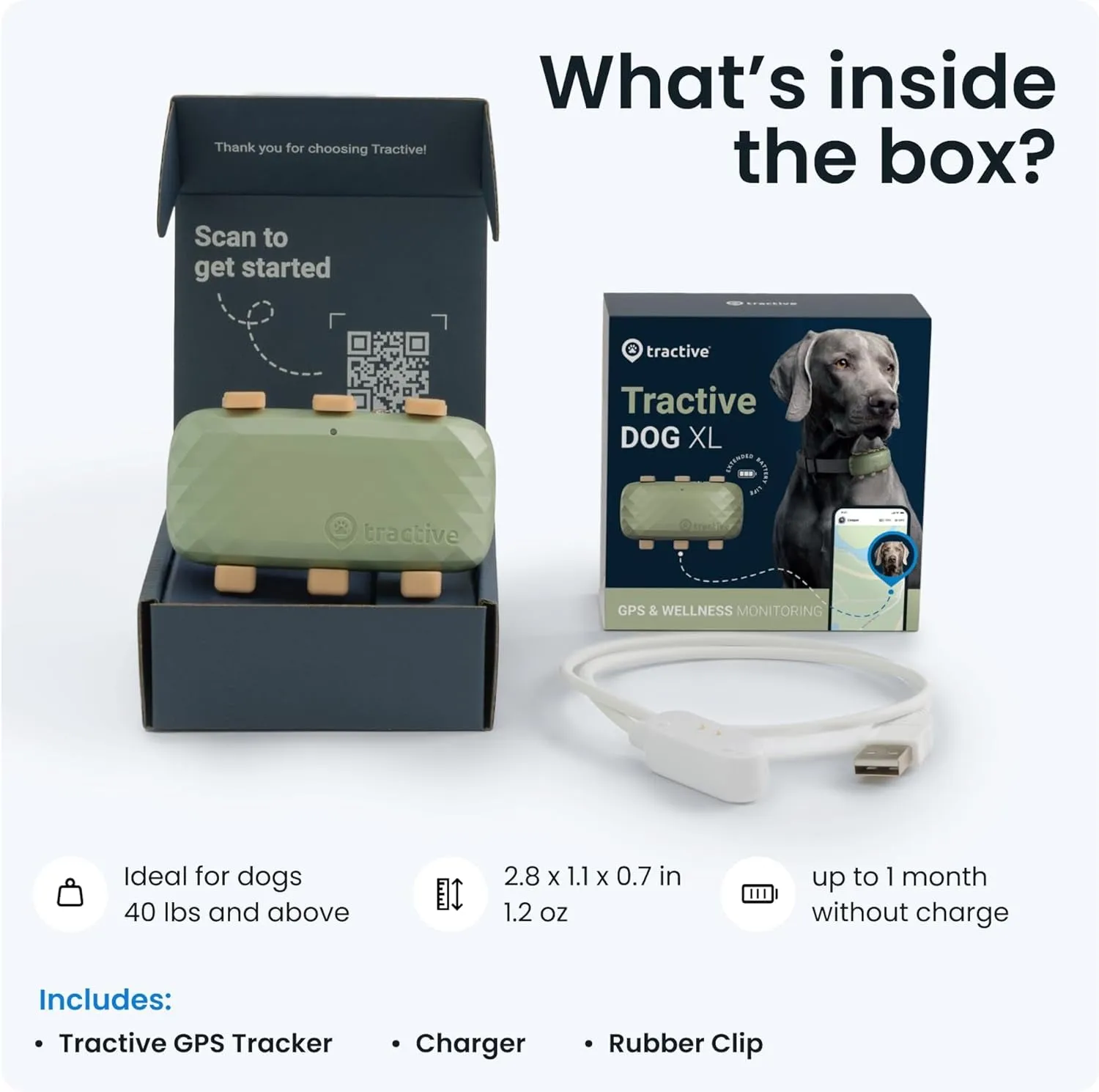 XL GPS Tracker & Health Monitoring for Dogs (50 Lbs ) - Market Leading Pet GPS Location Tracker | Wellness & Escape Alerts | Waterproof | Works with Any Collar (Green)