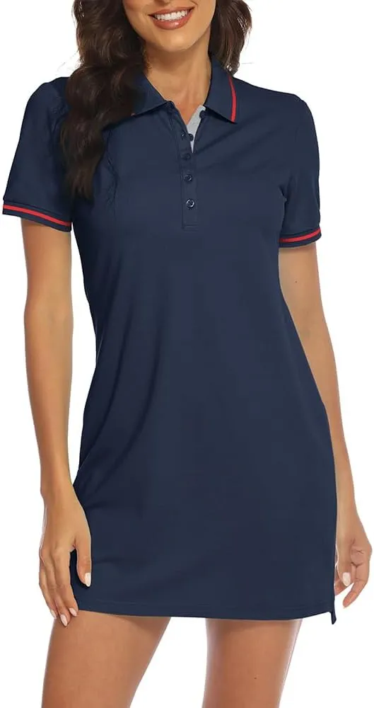 YSENTO Women Tennis Dress Short Sleeve UPF 50  Activewear Athletic Polo Golf Dresses